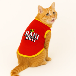 Dostify Ribbed Sleeves Printed Cat T-Shirt - Rani Beti