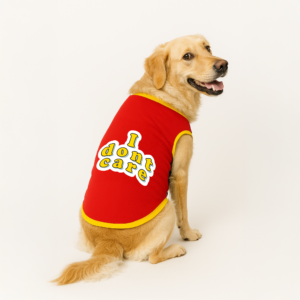 Dostify Ribbed Sleeves Printed Dog T-Shirt - I Don't Care